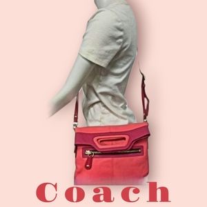 Coach Bonnie Fold Over Leather tone pink crossbody handbag 13388